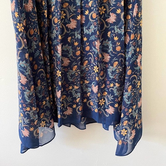 Max Studio Navy Blue Floral Pleated Swing Dress Small - Picture 6 of 9